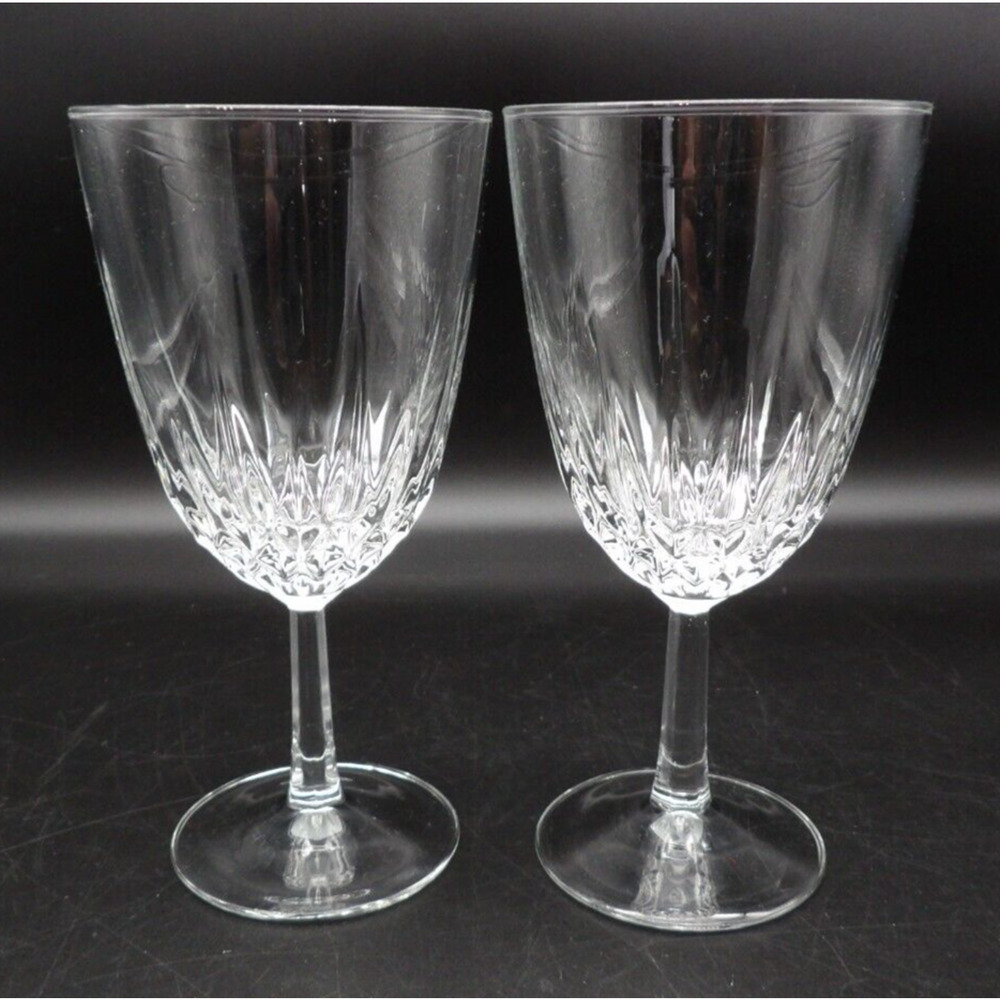 Set of 2 Diamant Water Goblets by Cristal D'Arques-Durand Diamond Cut 6.75"
